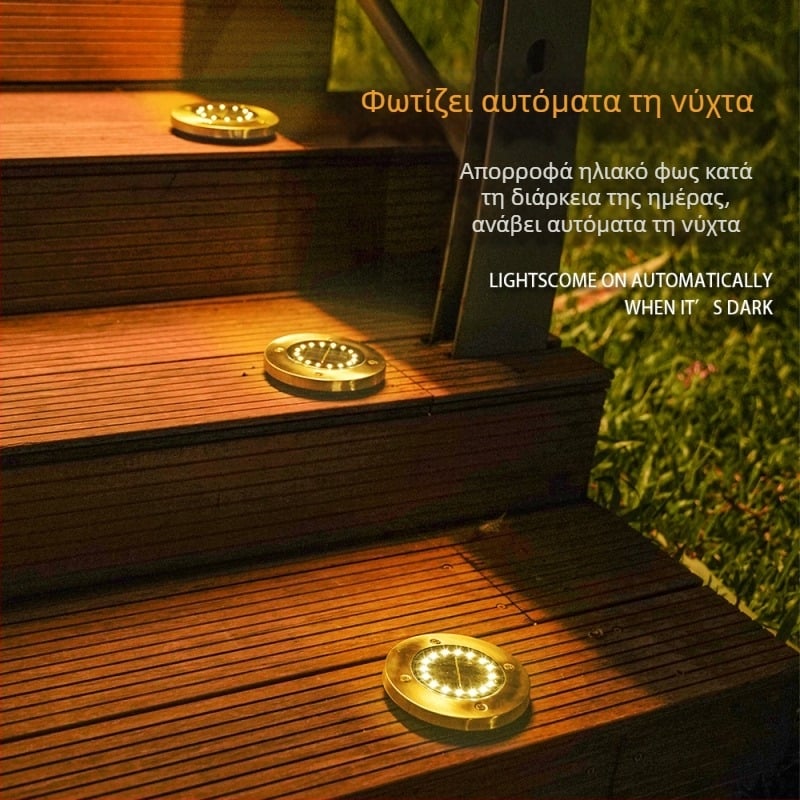 8-LED ηλιακό φωτιστικό εδάφους από ανοξείδωτο ατσάλι με ακίδα, για γκαζόν και αυλή, αδιάβροχο, νέο μοντέλο