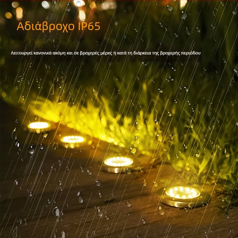 8-LED ηλιακό φωτιστικό εδάφους από ανοξείδωτο ατσάλι με ακίδα, για γκαζόν και αυλή, αδιάβροχο, νέο μοντέλο