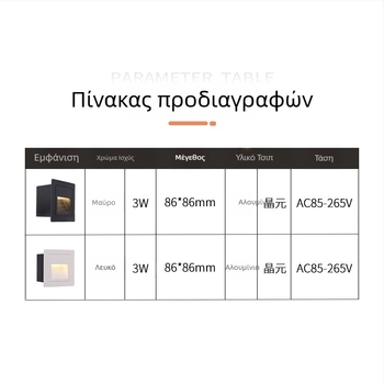 Εξωτερικό LED φωτιστικό βήματος με αισθητήρα κίνησης, ενσωματωμένο φωτιστικό τοίχου για σκάλες και διαδρομές