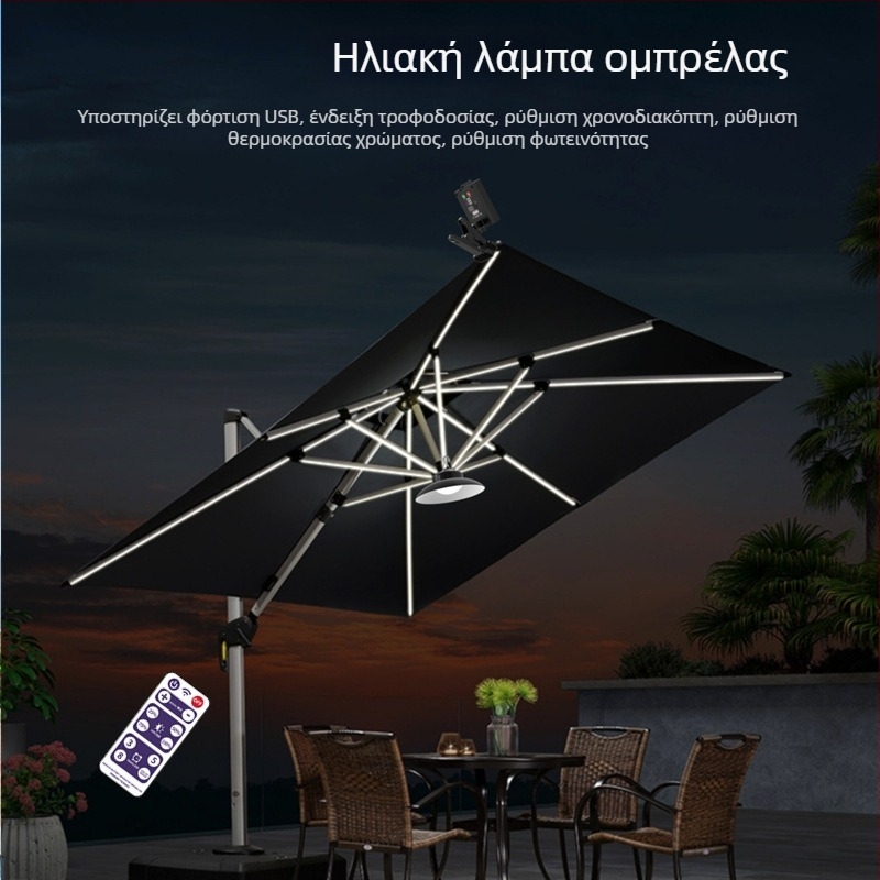 Ρετρό Ηλιακά LED Φώτα για Ομπρέλα Υπαίθριας Χρήσης, Κήπο και Κατασκήνωση