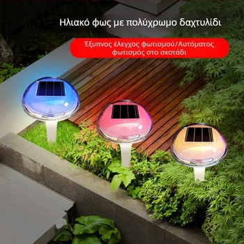 Ηλιακό εξωτερικό φως κήπου με LED πασσαλάκι για το έδαφος, φως γκαζόν, σχήμα μεδουσας-μανιταριού, αισθητήρας φωτός, ρετρό στυλ
