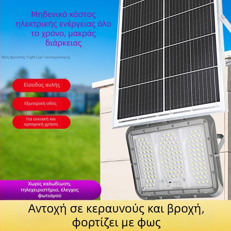 Ηλιακό φως κήπου, εξωτερικό αδιάβροχο IP65, τετράγωνο λαμπτήρα LED με τηλεχειριστήριο, 3.2V, διαστάσεις 267×190×45 mm