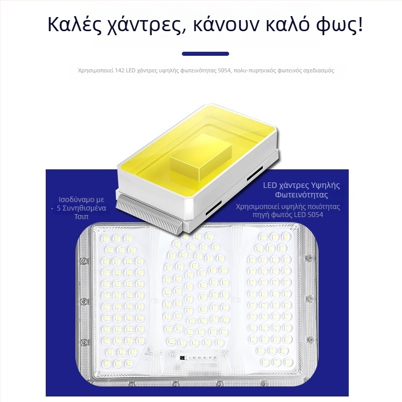 Ηλιακό φως κήπου, εξωτερικό αδιάβροχο IP65, τετράγωνο λαμπτήρα LED με τηλεχειριστήριο, 3.2V, διαστάσεις 267×190×45 mm