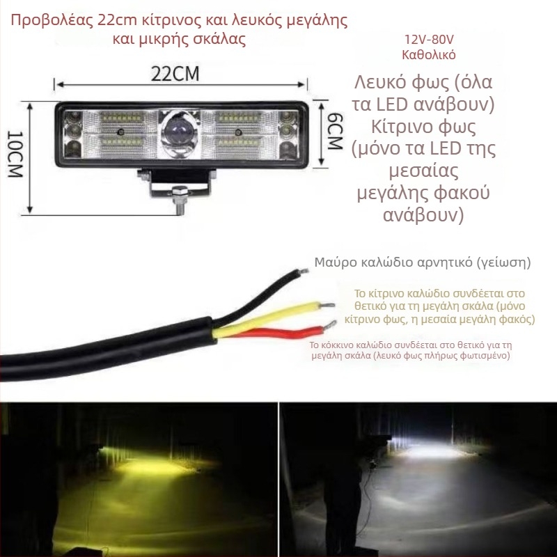 LED προβολέας αυτοκινήτου με ενσωματωμένο υψηλό και χαμηλό φως, αδιάβροχο λέιζερ φως για μεγάλα φορτηγά, υπέρλαμπρος προβολέας