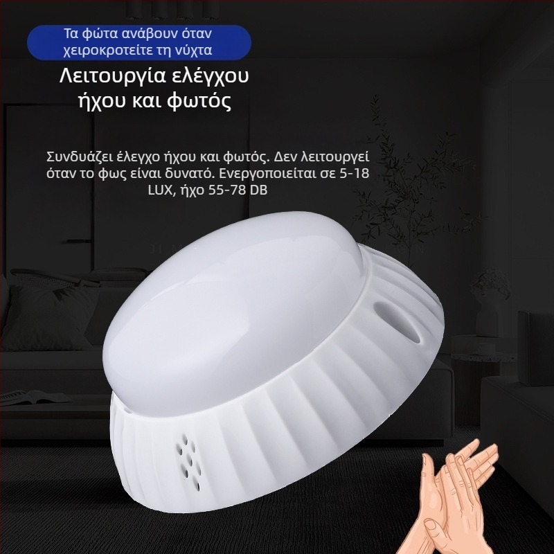 LED φωτιστικό οροφής με ραντάρ ανίχνευσης κίνησης και έλεγχο ήχου-φωτός, ημικυκλικός διαχύτης
