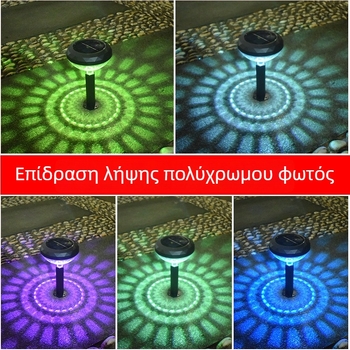 Ηλιακή εξωτερική λάμπα για γκαζόν και αυλή, αδιάβροχος φωτιστήρας εδάφους με σχέδιο φυτών