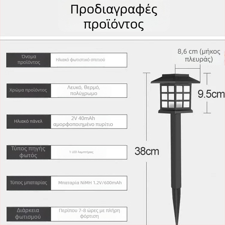 Ηλιακή εξωτερική LED νυχτερινή λυχνία – Μικρή επιτραπέζια λάμπα για αυλή και κήπο