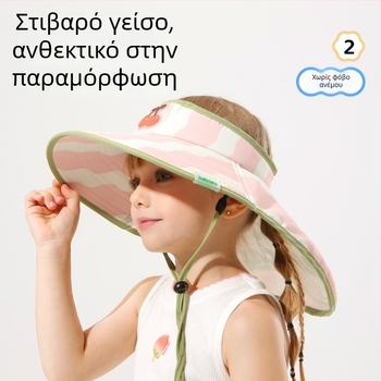 25 στυλ παιδικών καπέλων ήλιου για το καλοκαίρι, unisex, με μεγάλο γείσο και φουλάρι, σχέδιο με κινούμενα σχέδια και ανοιχτό πάνω μέρος