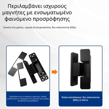Κρυφή μεντεσέ διπλής διάστασης, ήσυχος και ρυθμιζόμενος, για ξύλινη πόρτα με στενό πλαίσιο υπνοδωματίου