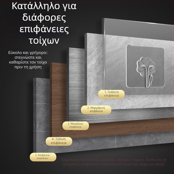 Διαφανής γάντζος τοίχου με ισχυρή κόλλα - χωρίς διάτρηση, 0-1 kg, PVC