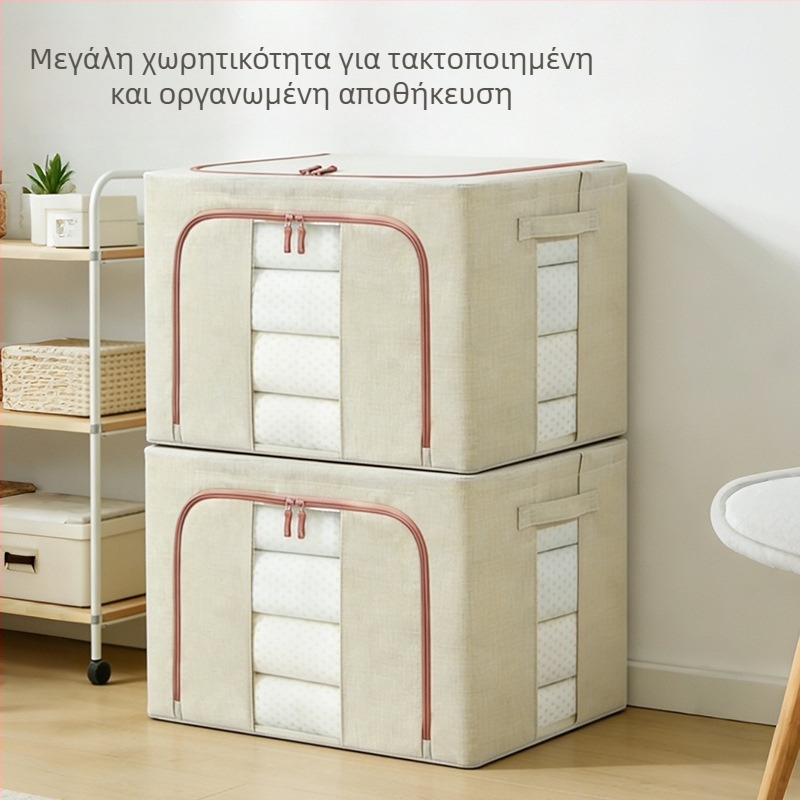 Μεγάλο πτυσσόμενο κουτί αποθήκευσης ρούχων από ύφασμα με διαφανές παράθυρο για οργάνωση στην ντουλάπα