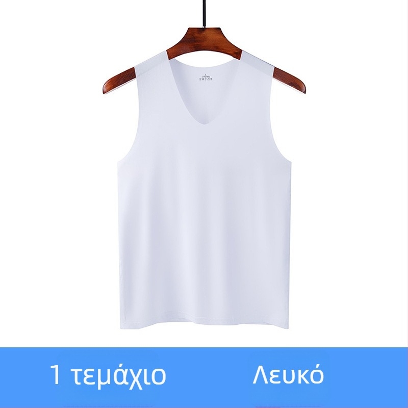 Ανδρικό γιλέκο από ice silk χωρίς ραφές για καλοκαίρι – λεπτό αθλητικό βασικό τοπ χωρίς μανίκια για γυμναστήριο