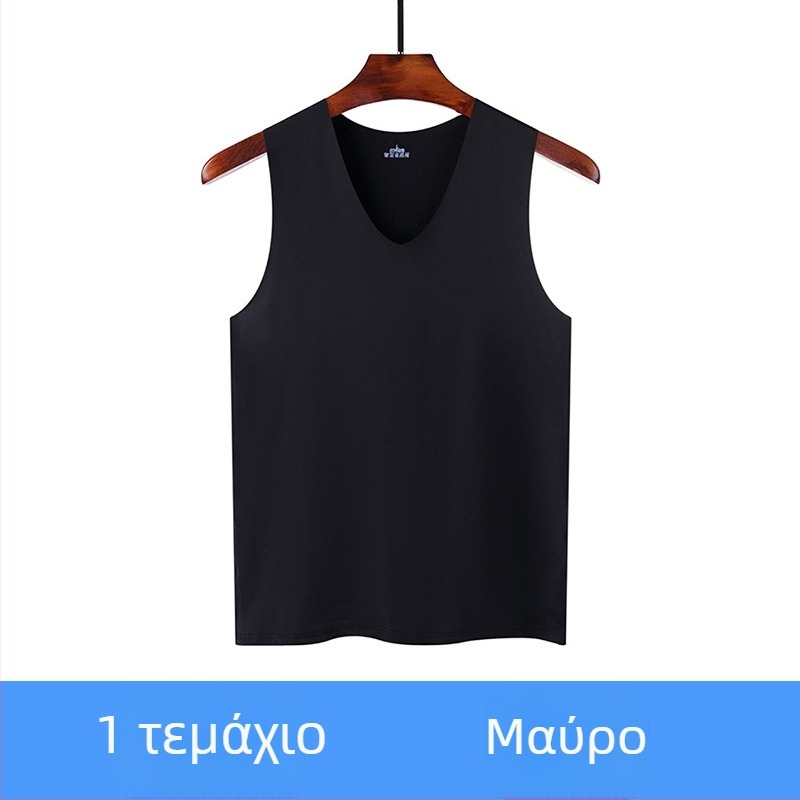 Ανδρικό γιλέκο από ice silk χωρίς ραφές για καλοκαίρι – λεπτό αθλητικό βασικό τοπ χωρίς μανίκια για γυμναστήριο