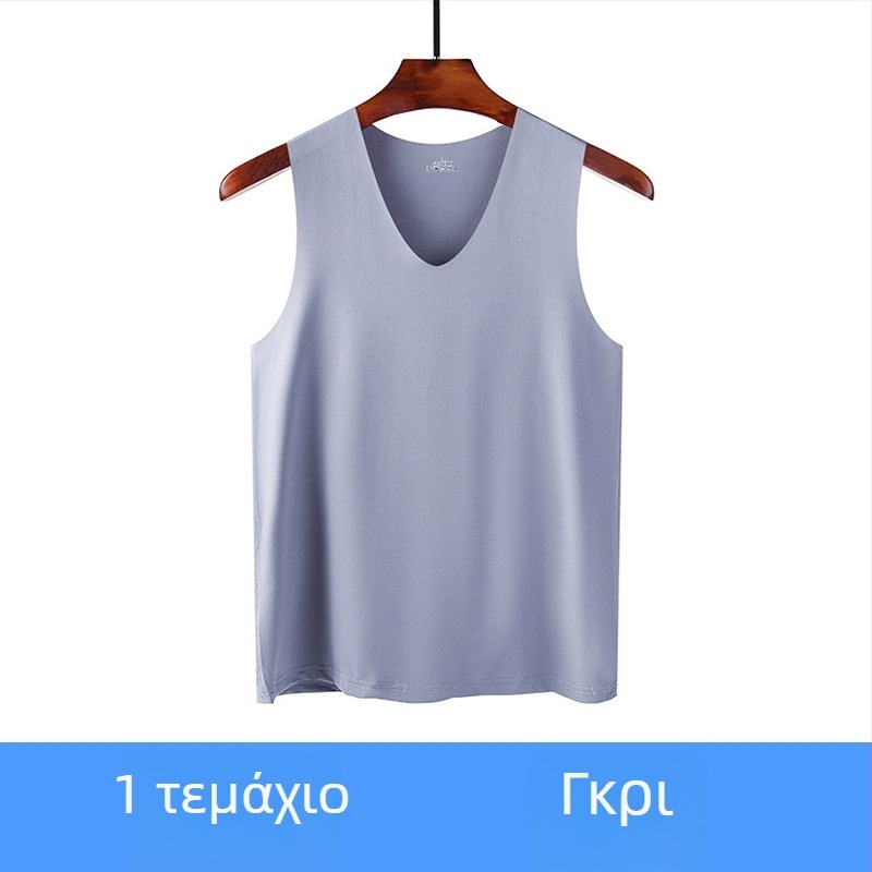 Ανδρικό γιλέκο από ice silk χωρίς ραφές για καλοκαίρι – λεπτό αθλητικό βασικό τοπ χωρίς μανίκια για γυμναστήριο