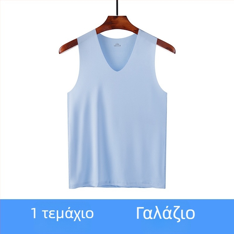 Ανδρικό γιλέκο από ice silk χωρίς ραφές για καλοκαίρι – λεπτό αθλητικό βασικό τοπ χωρίς μανίκια για γυμναστήριο