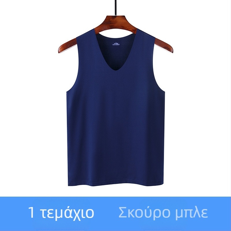 Ανδρικό γιλέκο από ice silk χωρίς ραφές για καλοκαίρι – λεπτό αθλητικό βασικό τοπ χωρίς μανίκια για γυμναστήριο