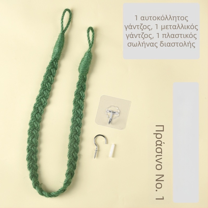 Χειροποίητες υφαντές δέστρες κουρτινών από κάνναβη, διακοσμητικά αξεσουάρ κουρτινών, κομψός οικιακός σχεδιασμός
