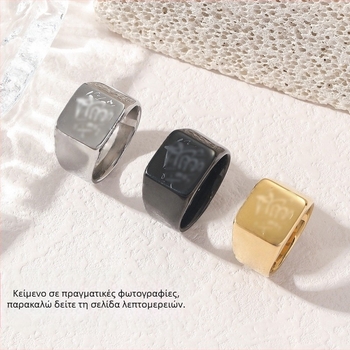 Δαχτυλίδι από τιτάνιο χάλυβα, κλειστό, ανδρικό, γεωμετρικός σχεδιασμός, χρυσό φινίρισμα