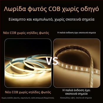 COB LED ταινία 220V, χωρίς οδηγό, αυτοκόλλητος γραμμικός φωτισμός οροφής και τοίχου, πολύ φωτεινή