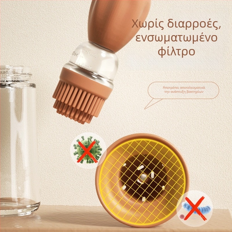 Δοχείο λαδιού από σιλικόνη με ενσωματωμένη βούρτσα, κουζίνα, εργαλείο μπάρμπεκιου, φιλικό προς τα τρόφιμα, ανθεκτικό σε υψηλές θερμοκρασίες, όλα σε ένα