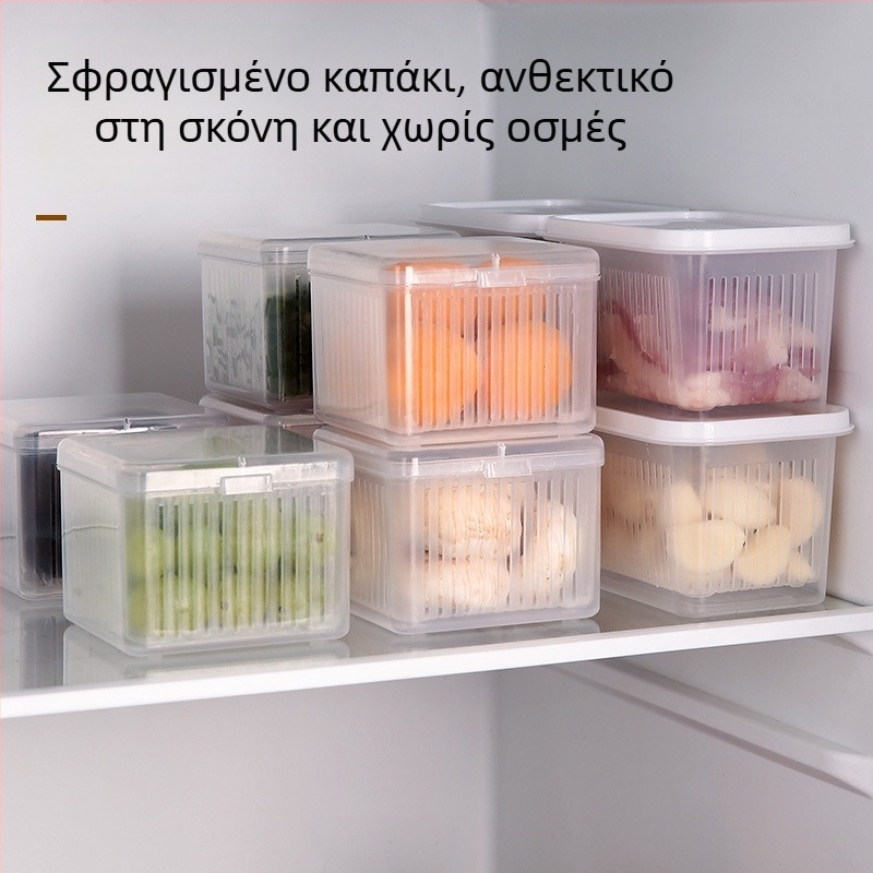 Κουτί αποθήκευσης από πλαστικό τροφίμων για ψυγείο – σφραγιζόμενο, διατηρεί τη φρεσκάδα; Ιδανικό για κατεψυγμένα φρούτα, σχοινόπρασο, τζίντζερ και σκόρδο