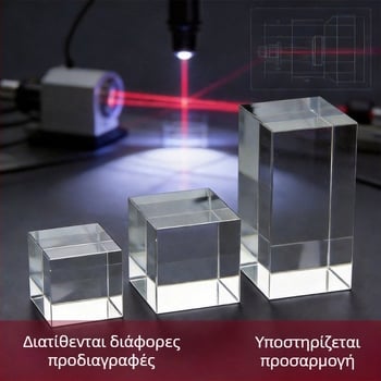 K9 κρυστάλλινος τετράγωνος κύβος με χαραγμένο πρίσμα και φακό, γυάλινο διακοσμητικό για οπτικά πειράματα
