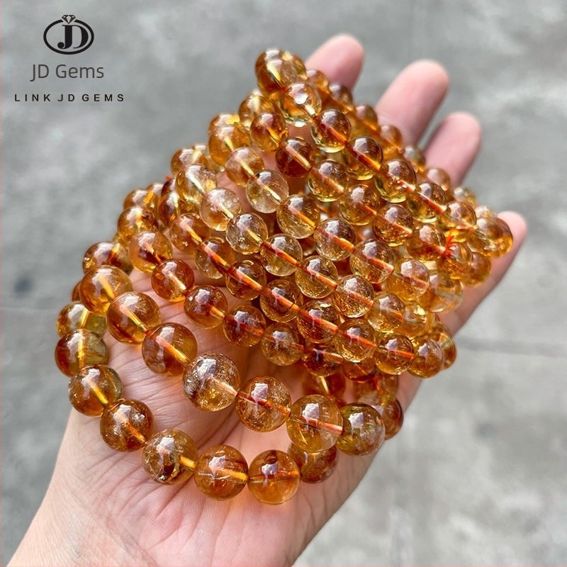 Jingde Jewelry 7A Φυσικός κρύσταλλος κιτρίνης – γεωμετρικό βραχιόλι με χάντρες, unisex, χειροποίητο κρυστάλλινο κόσμημα