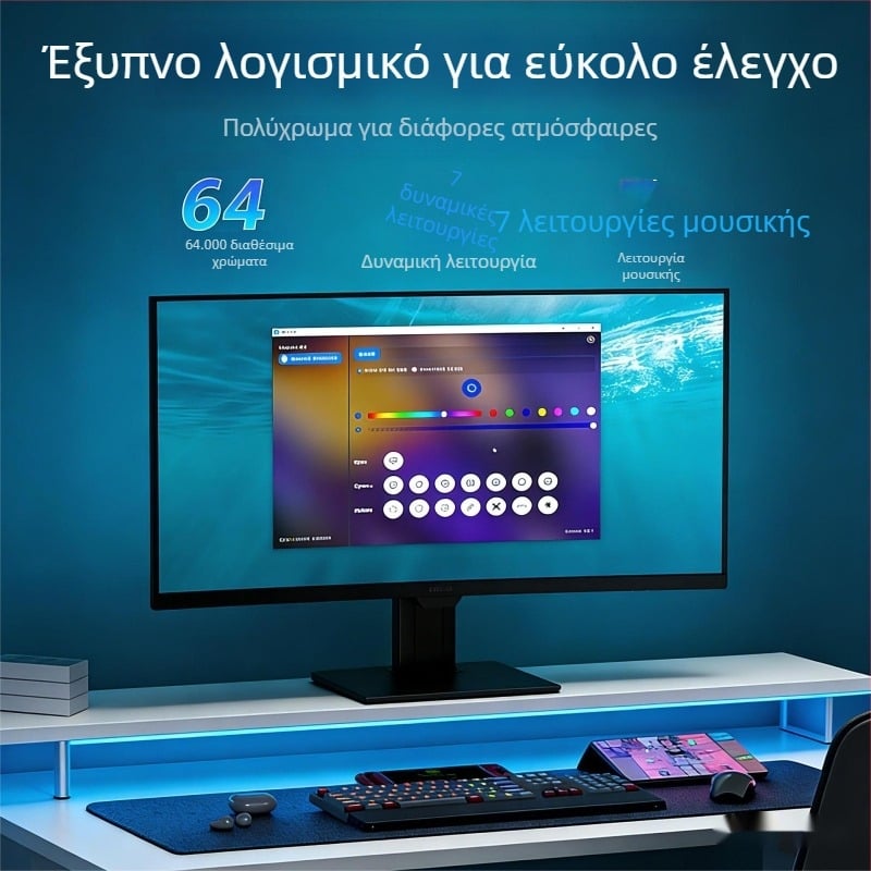 Λωρίδα LED RGB για οθόνη με συγχρονισμό φωτισμού με την οθόνη