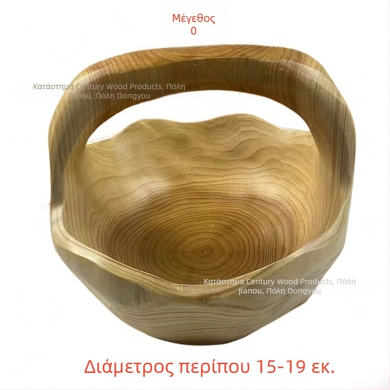 Ξύλινο καλάθι φρούτων με ακανόνιστη χάραξη ρίζας — μοντέρνος μινιμαλιστικός σχεδιασμός για σαλόνι