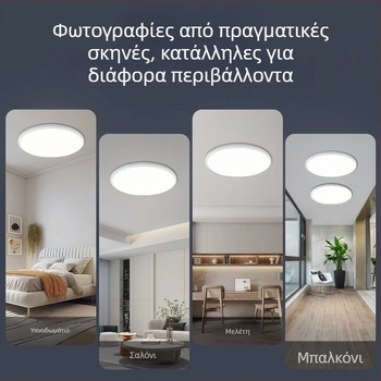 LED οροφής με πλήρη σφράγιση, υπερ-λεπτή, μοντέρνος μινιμαλιστικός σχεδιασμός, κυκλικό κύριο φως για υπνοδωμάτιο, μπαλκόνι και μπάνιο, προστασία ματιών