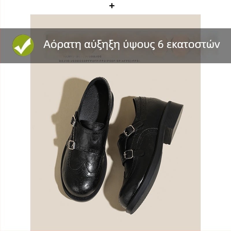 Γυναικείοι λοφέρ σε ρετρό στυλ με κρυφό 6 εκ. ύψος φτέρνας, brogue carving σχέδιο, slip-on, επενδυμένα με φλίς, βρετανικού στυλ δερμάτινα παπούτσια
