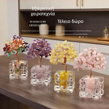 Ροζ κρυστάλλινο δέντρο χρημάτων για προσέλκυση πλούτου – επιτραπέζια διακόσμηση γραφείου, οικιακή διακόσμηση, δώρο γενεθλίων και εγκαινίων σπιτιού