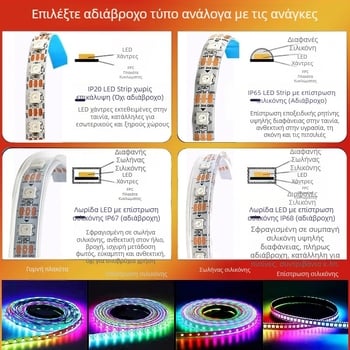 RGB LED ταινία 5V, 60 LED 5050, πολύχρωμα εφέ και κίνηση, έλεγχος από ένα σημείο, τηλεχειριστήριο