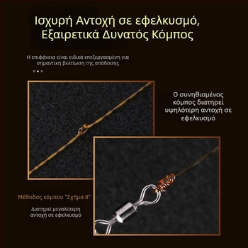 Νάιλον γραμμή ψαρέματος με χρυσά σημάδια, κύρια γραμμή και δευτερεύουσα γραμμή, 100 m