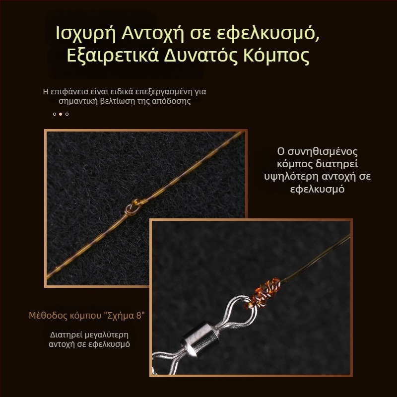 Νάιλον γραμμή ψαρέματος με χρυσά σημάδια, κύρια γραμμή και δευτερεύουσα γραμμή, 100 m