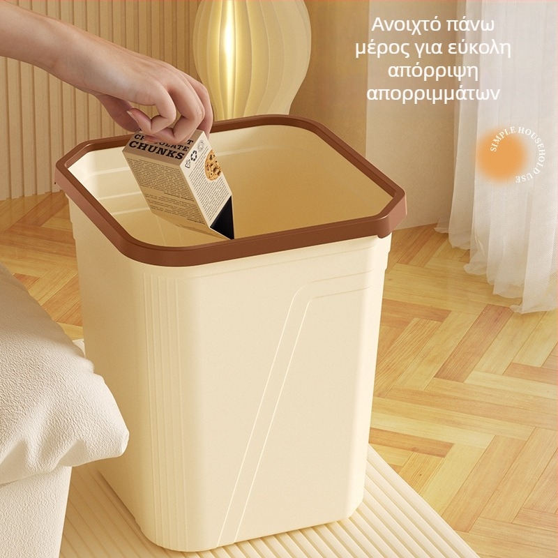 Τετράγωνος κάδος απορριμμάτων κουζίνας, ημιδιαφανής σχεδιασμός, χωρίς καπάκι, οικιακή χρήση