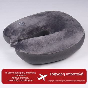 Δονητικό μαξιλάρι ταξιδιού σε σχήμα U με μασάζ αυχένα σε μία ταχύτητα, γέμισμα από κόκκους αφρού