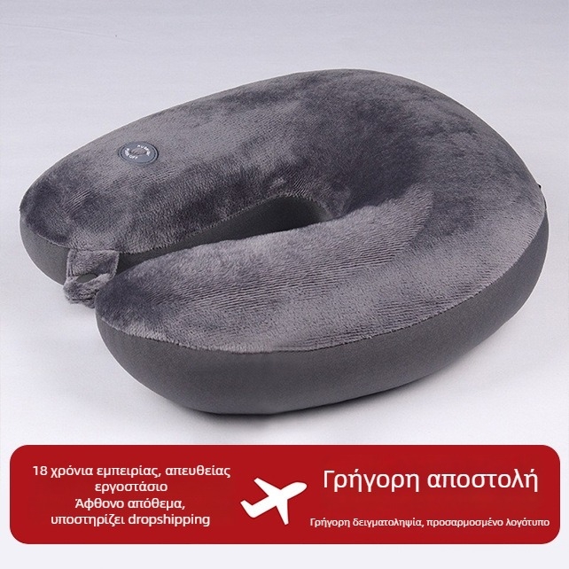 Δονητικό μαξιλάρι ταξιδιού σε σχήμα U με μασάζ αυχένα σε μία ταχύτητα, γέμισμα από κόκκους αφρού
