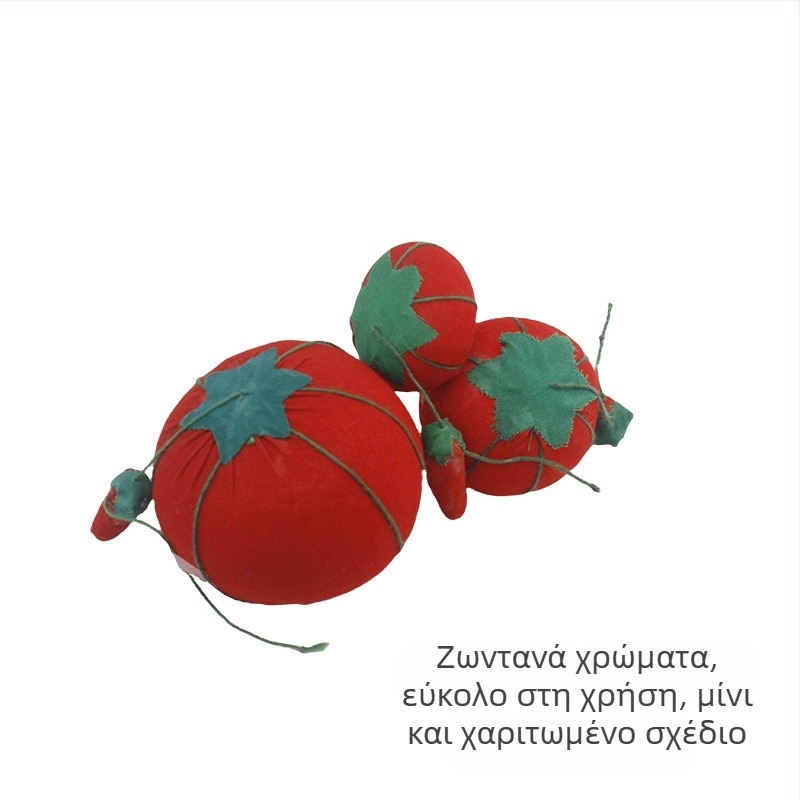 Ντοματένιο μαξιλαράκι για βελόνες, χειροποίητο, κατάλληλο για κέντημα με χάντρες
