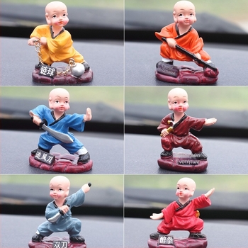 Χαριτωμένος μοναχός Shaolin Kung Fu, φιγούρα από ρητίνη για ταμπλό αυτοκινήτου και διακόσμηση σπιτιού