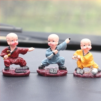 Χαριτωμένος μοναχός Shaolin Kung Fu, φιγούρα από ρητίνη για ταμπλό αυτοκινήτου και διακόσμηση σπιτιού