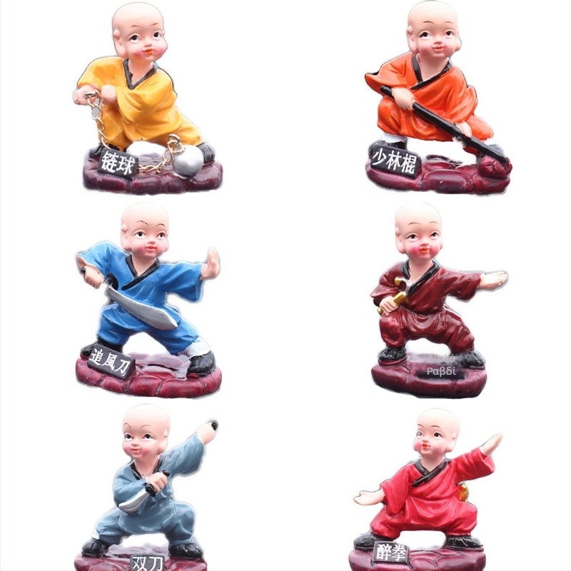 Χαριτωμένος μοναχός Shaolin Kung Fu, φιγούρα από ρητίνη για ταμπλό αυτοκινήτου και διακόσμηση σπιτιού