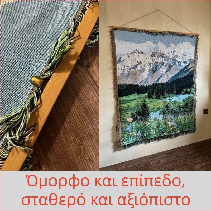 Ξύλινη ράβδος ανάρτησης για κεντήματα, χειροποίητος, σκανδιναβικό στυλ, διακοσμητική ράβδος τοίχου με φούντες