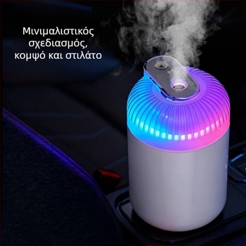 Φορητός USB υγραντήρας για οικία και αυτοκίνητο, ήσυχος, στρογγυλός, ABS πλαστικό, 1 έξοδος ομίχλης, απαλό φως, συμπαγής