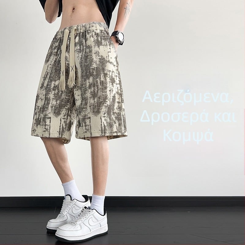 Ανδρικά καλοκαιρινά αμερικανικά σορτς τύπου καπρί, μοντέρνο casual, φαρδιά γραμμή