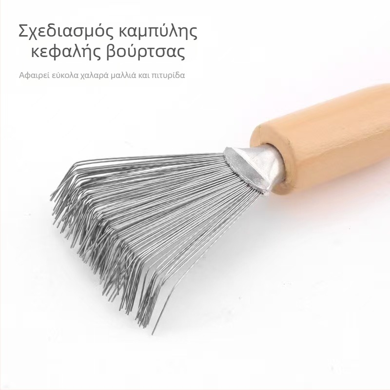 Ξύλινη χτένα καθαρισμού μαλλιών με μαξιλάρι αέρα και βούρτσα καθαρισμού