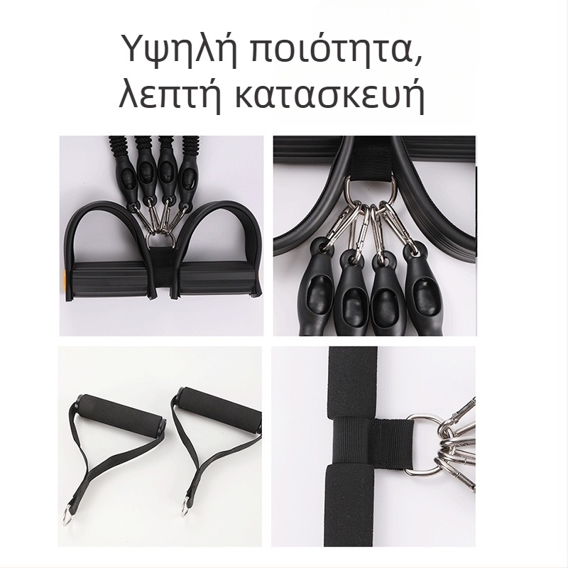 Όργανο αντίστασης με πετάλι τεσσάρων σωλήνων για κοιλιακές ασκήσεις με έξι χοντρά ελαστικά σκοινιά