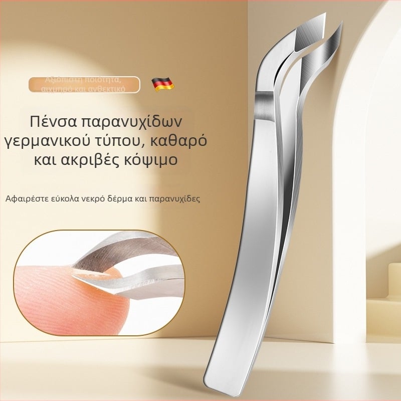 Ανοξείδωτα εργαλεία περιποίησης νυχιών για σαλόνι: κοπτικά πετσάκια, ψαλίδες πετσάκι, πένσες για πετσάκι, τσιμπιδάκια απολέπισης, απομάκρυντής νεκρού δέρματος με κεκλιμένη άκρη