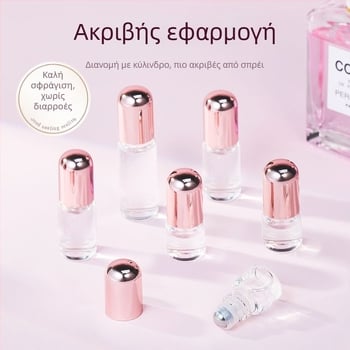 Διαφανές roll-on μπουκάλι με καπάκι ροζ χρυσό, 1 ml/2 ml/3 ml, κατάλληλο για αιθέρια έλαια και άρωμα.