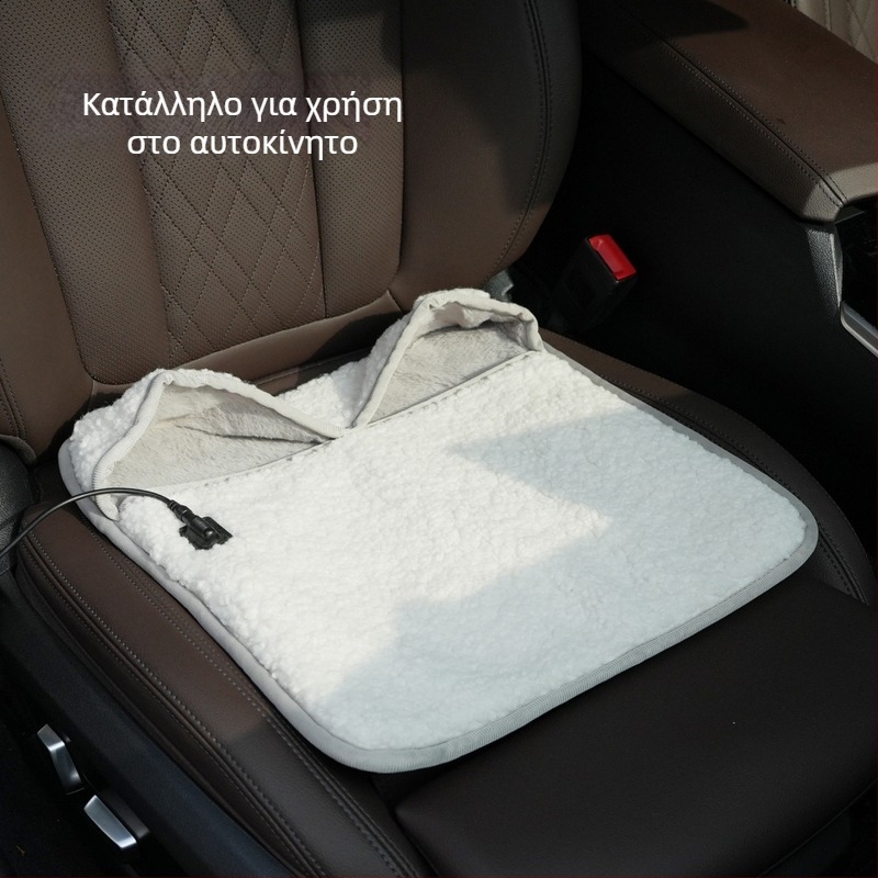 USB Θερμαινόμενες Παντόφλες για τα Πόδια, Λευκό Βελούδινο Γούνινο Υλικό, Ένα Μέγεθος